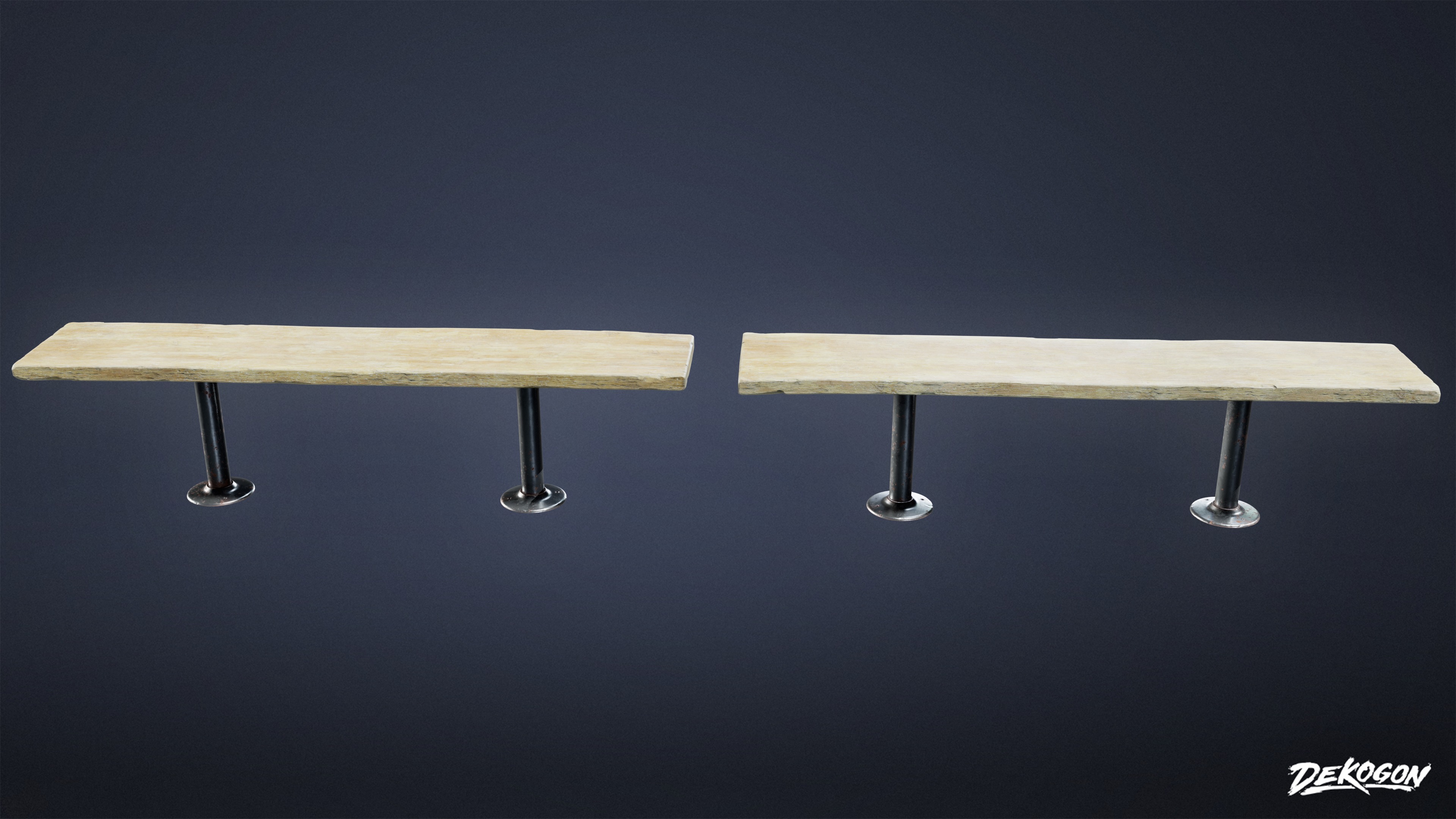 LAUNDROMAT - Bench Wooden 01 - LOW POLY AND NANITE Low-poly 3D model_3