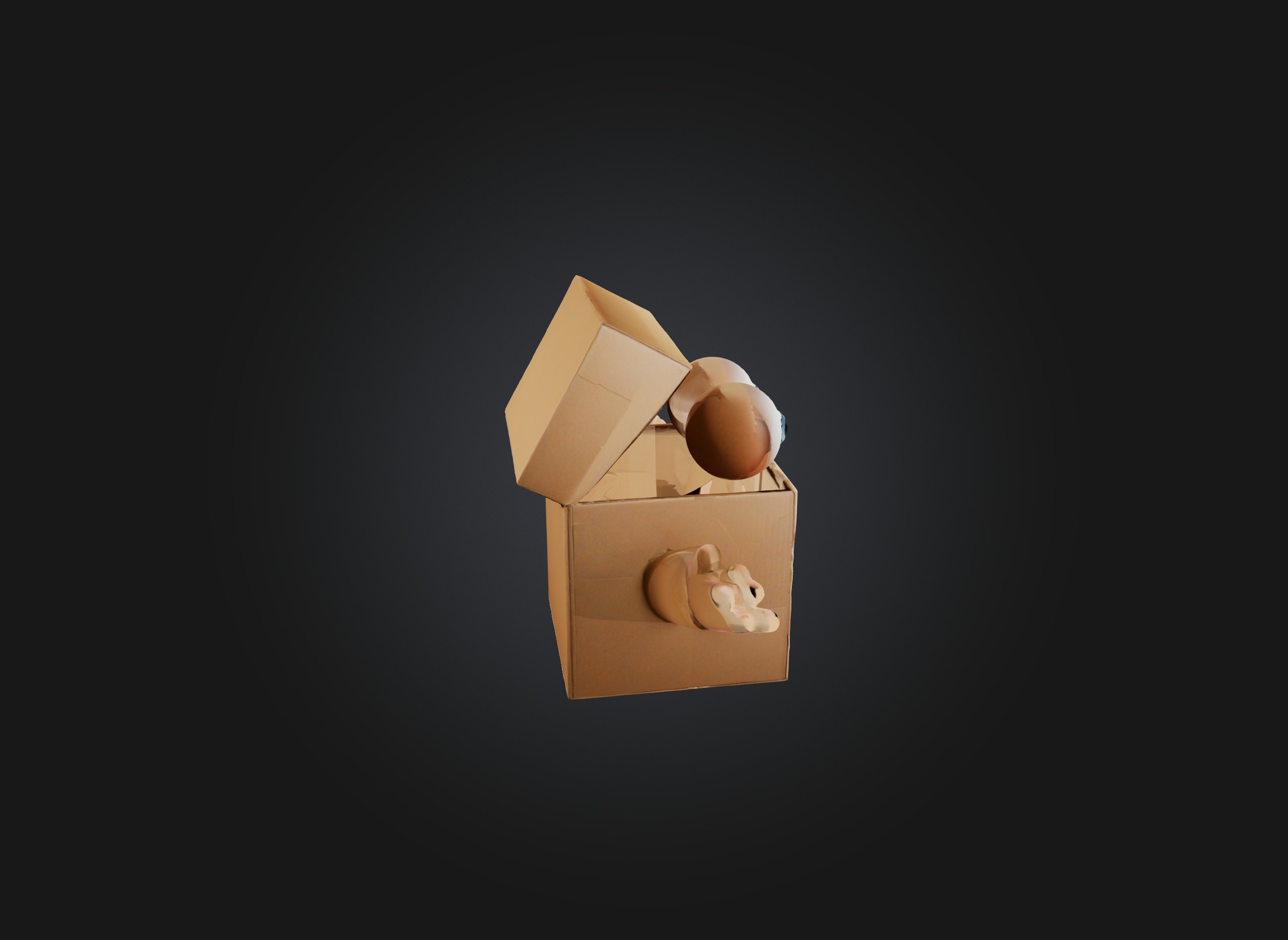 cartoon box Low-poly 3D model_4