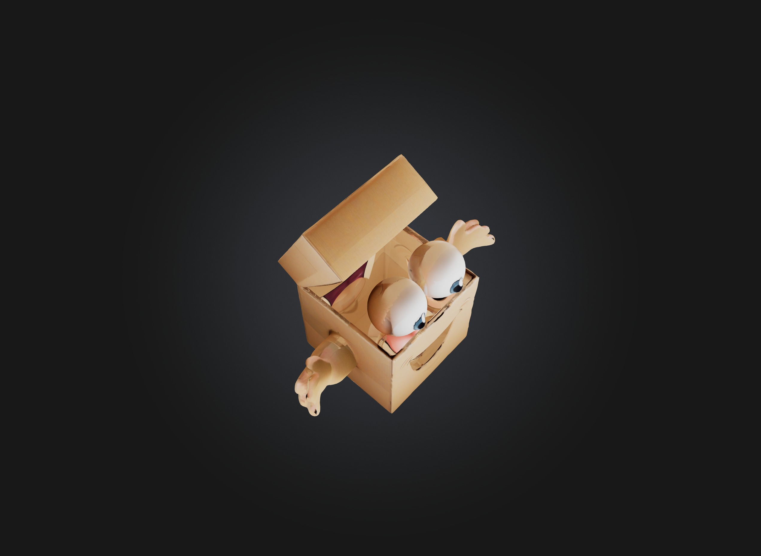 cartoon box Low-poly 3D model_5