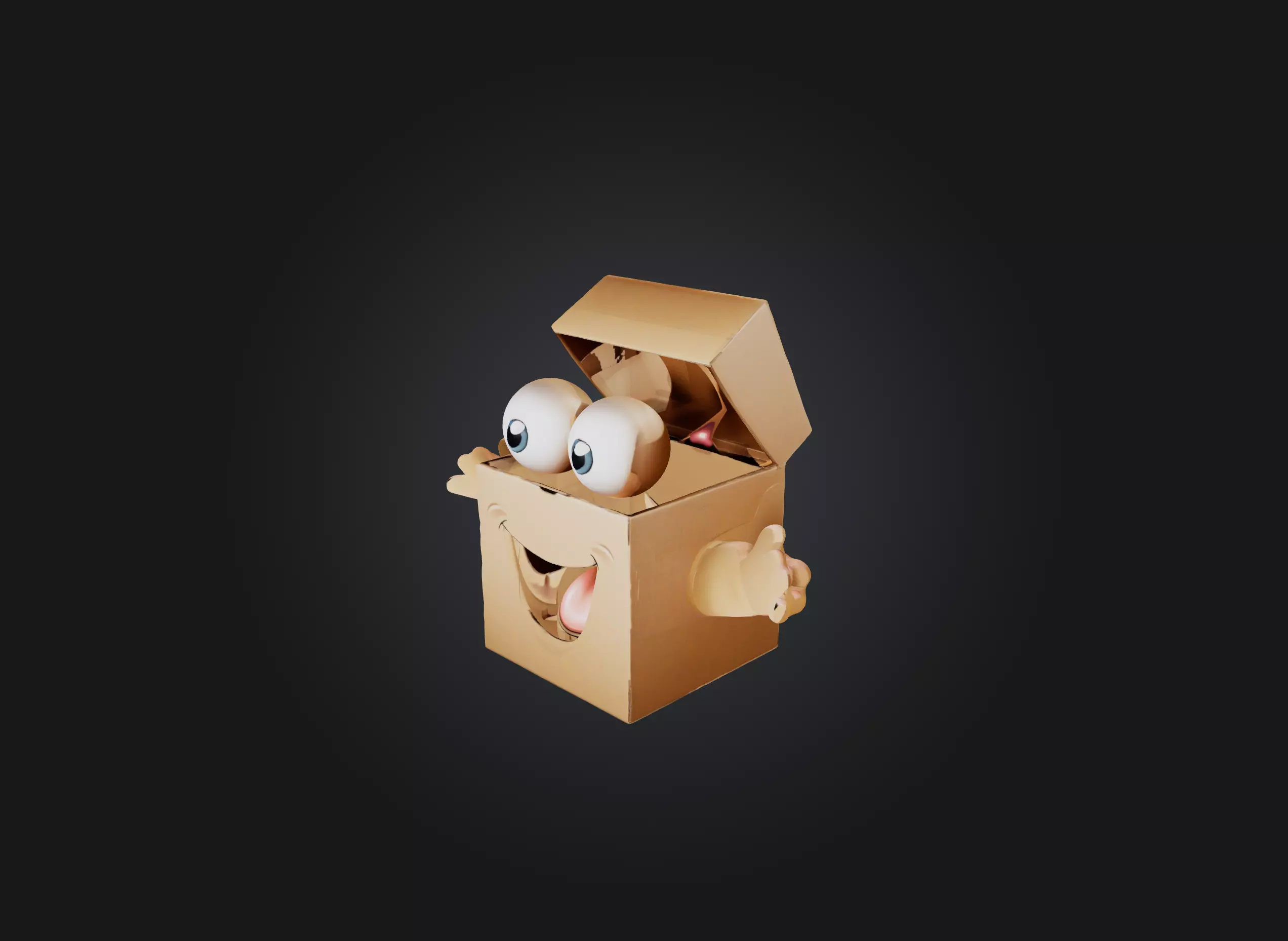 cartoon box Low-poly 3D model_0