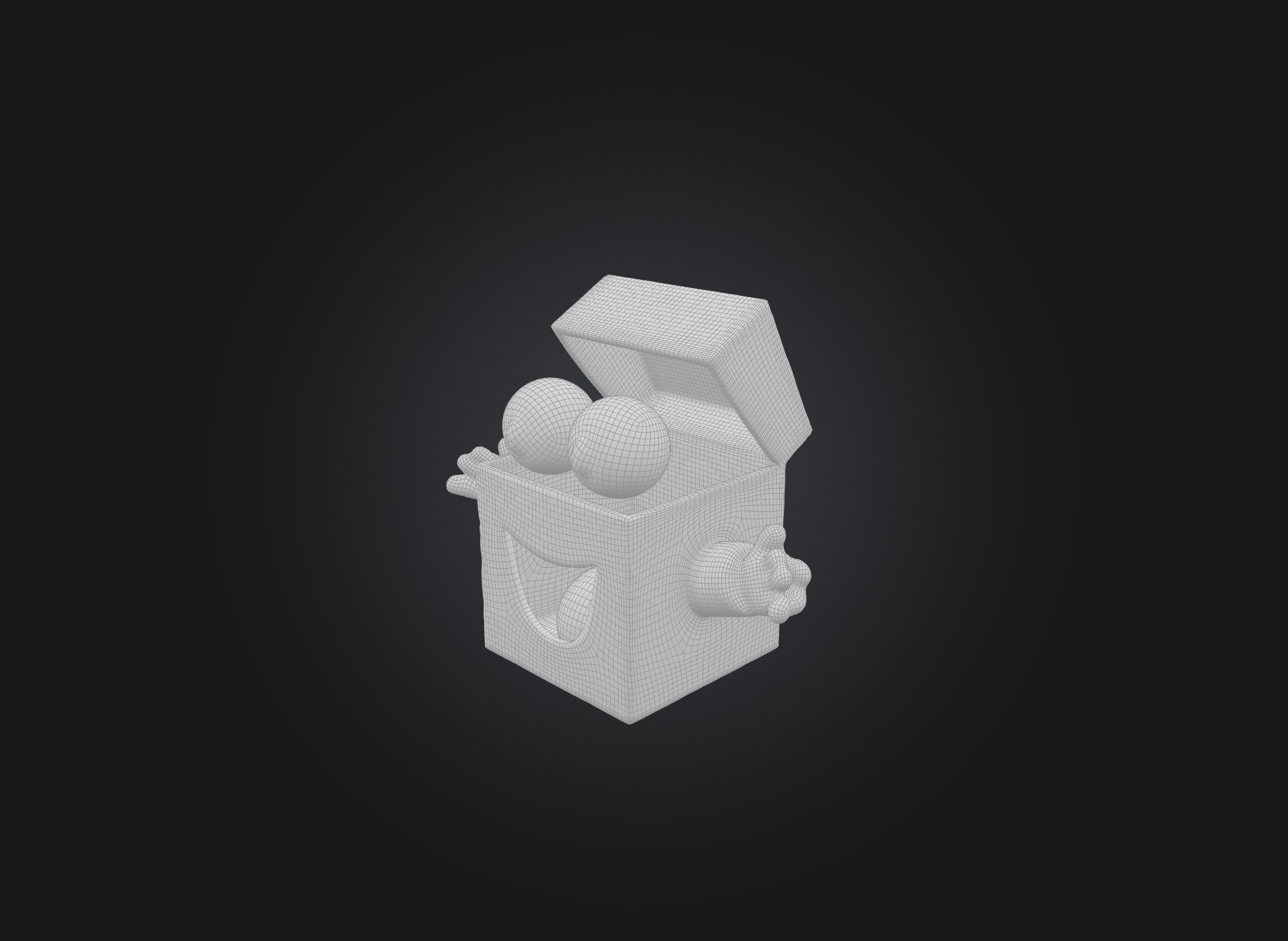 cartoon box Low-poly 3D model_6