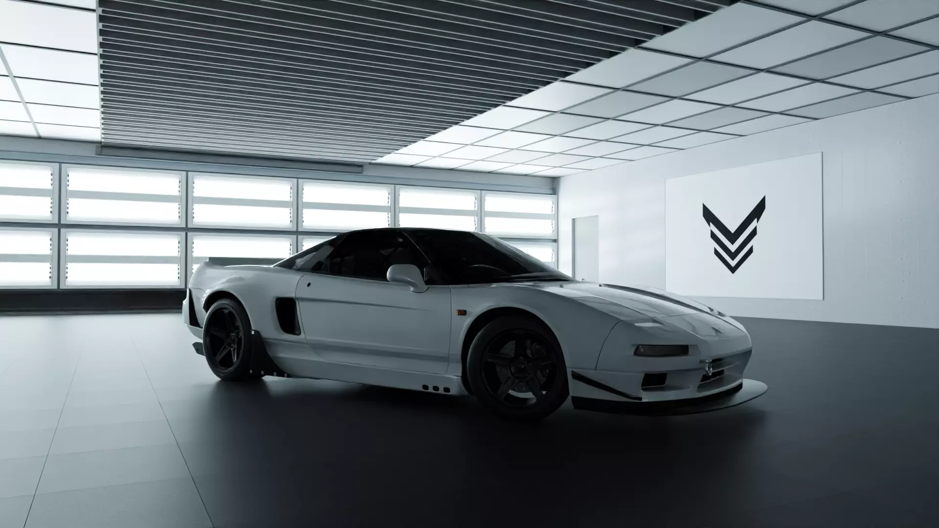White Car Showroom 3D model 3D model_0