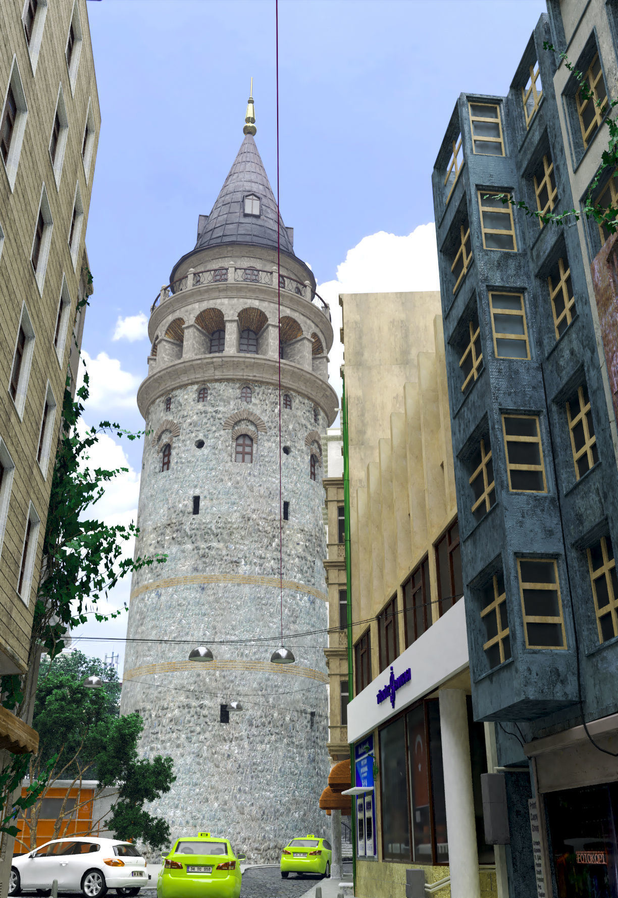 Galata Tower Street istanbul 3D model_5