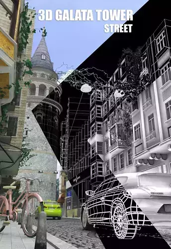 Galata Tower Street  istanbul 3D model