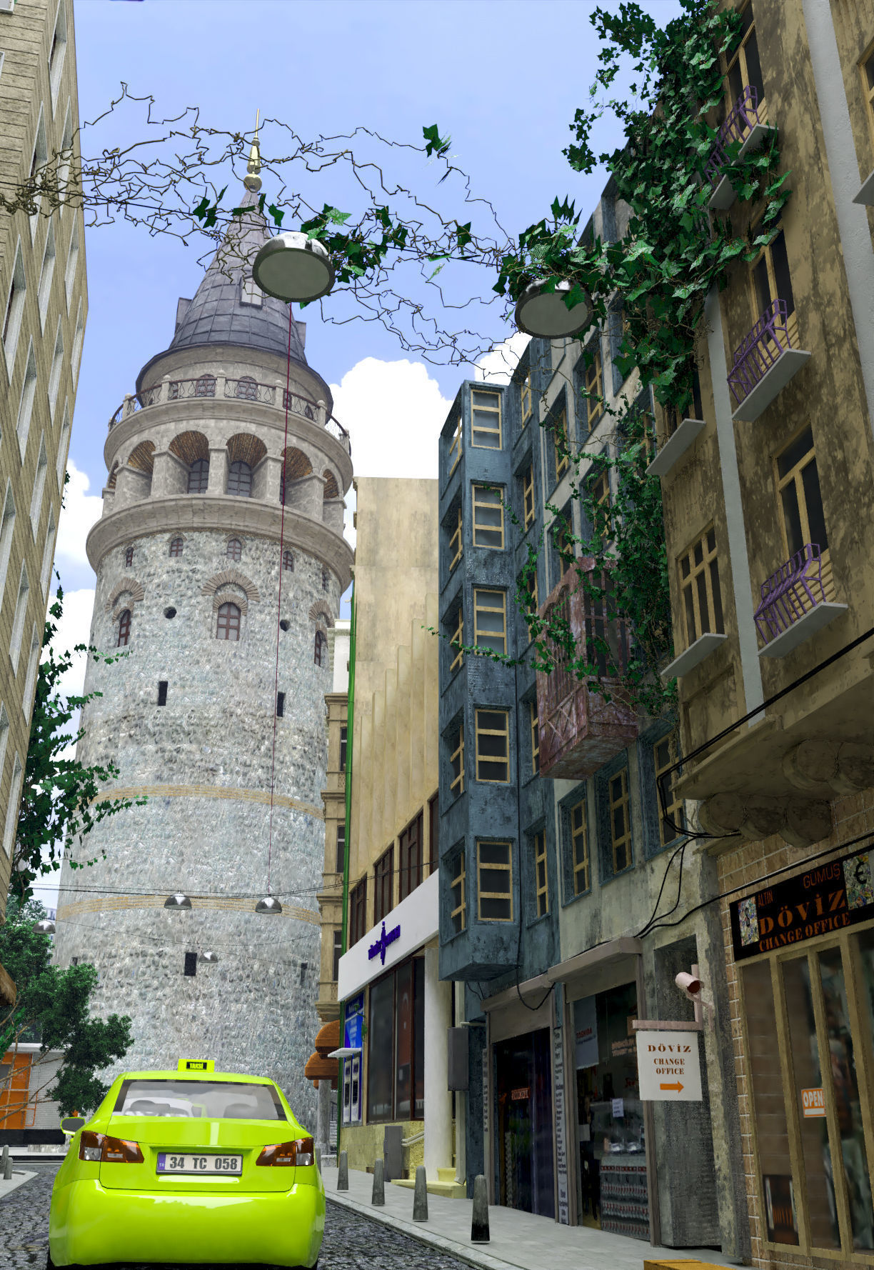 Galata Tower Street istanbul 3D model_4
