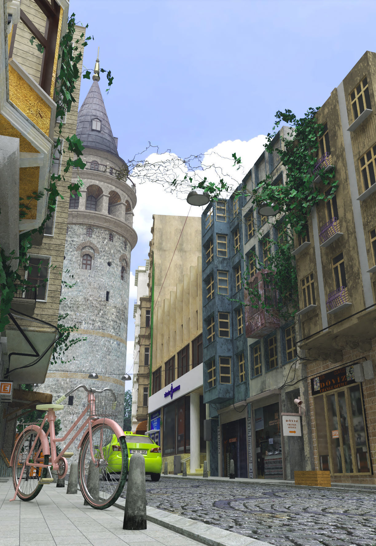 Galata Tower Street istanbul 3D model_2