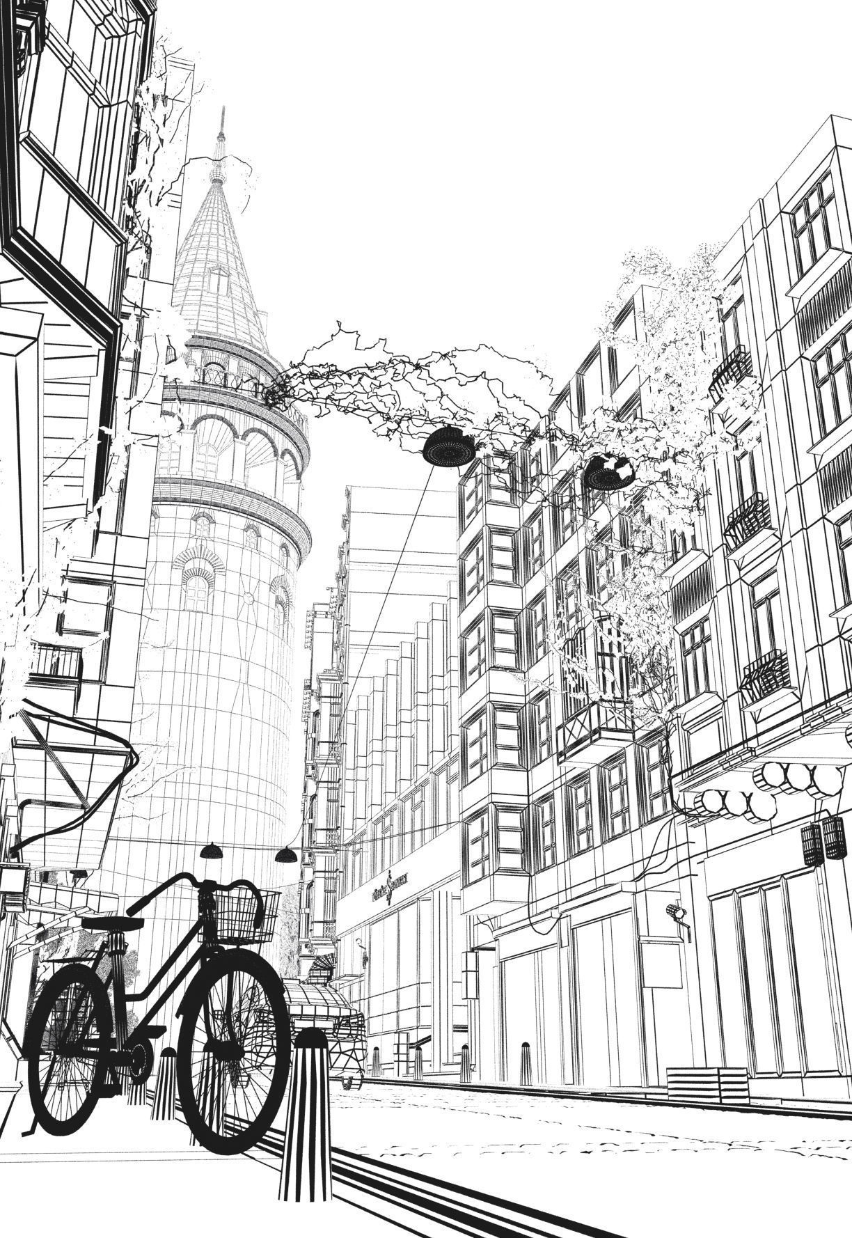 Galata Tower Street istanbul 3D model_11