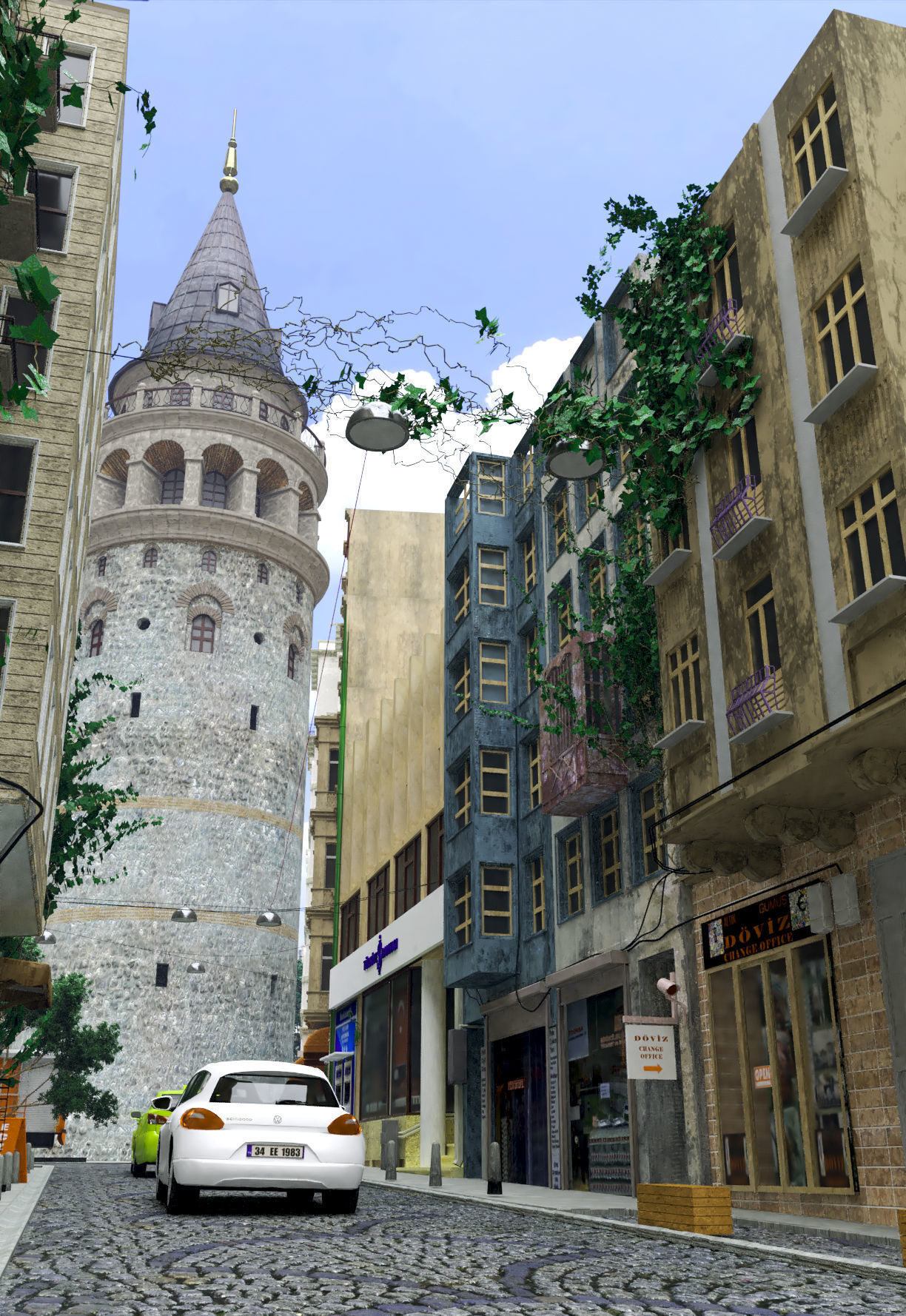 Galata Tower Street istanbul 3D model_3