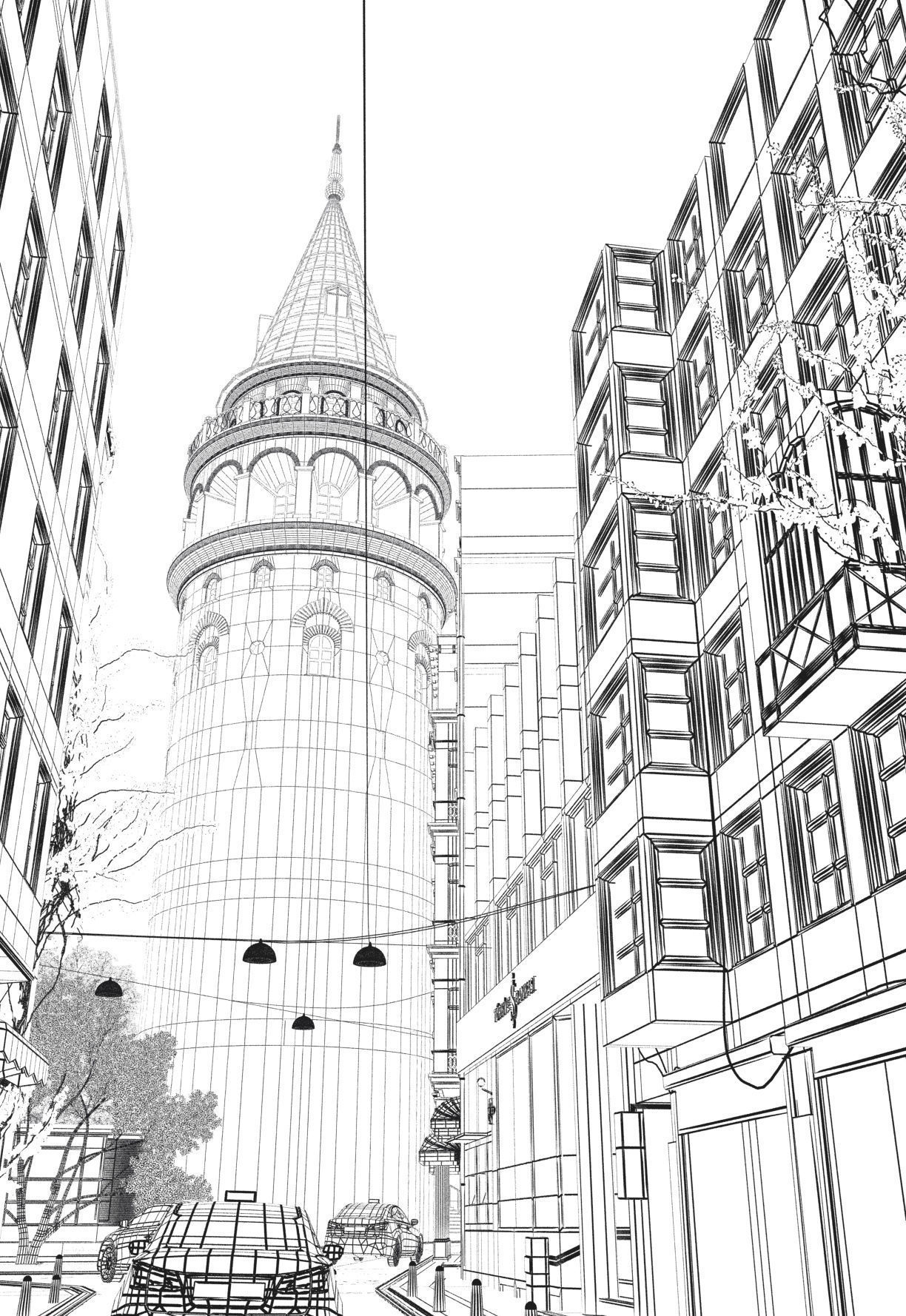 Galata Tower Street istanbul 3D model_9