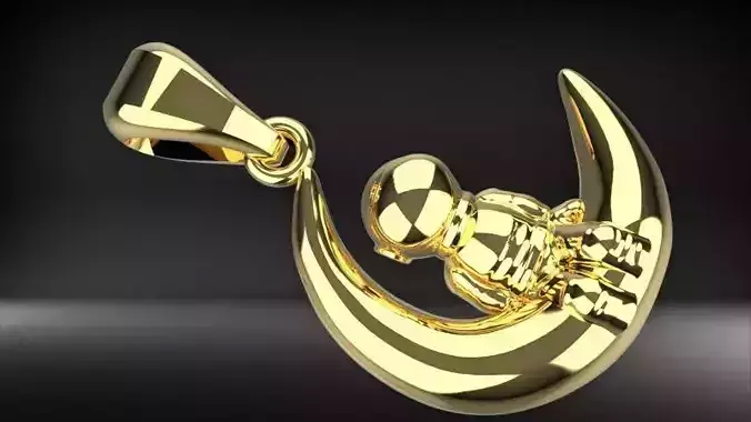 Astronaut moon pendant 