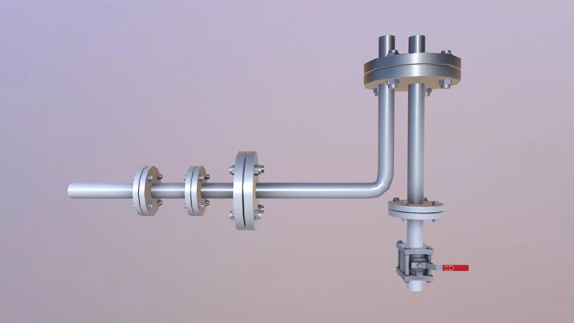 Flange and Pipe Low-poly 3D model_0