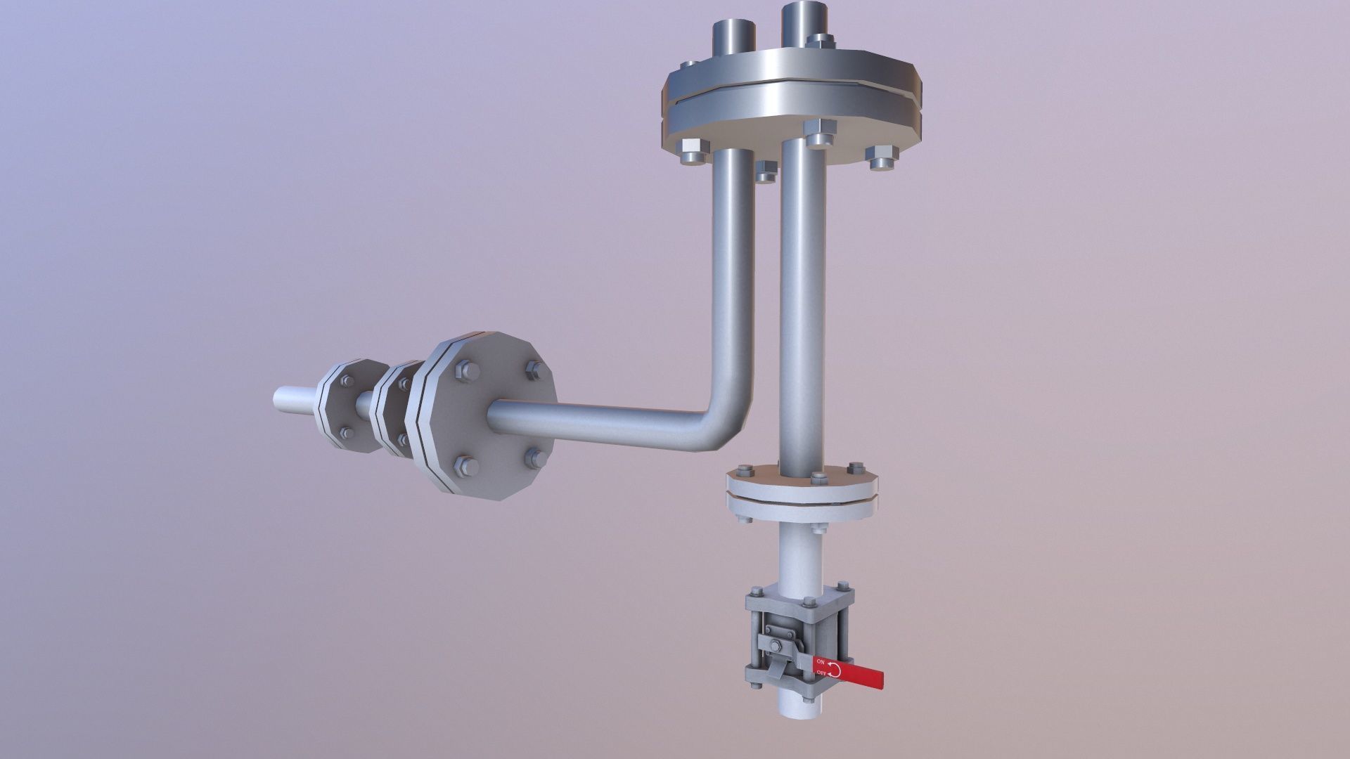 Flange and Pipe Low-poly 3D model_4