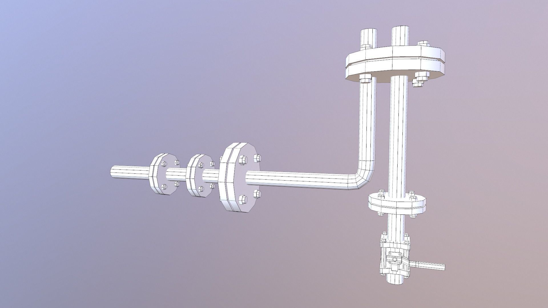 Flange and Pipe Low-poly 3D model_9