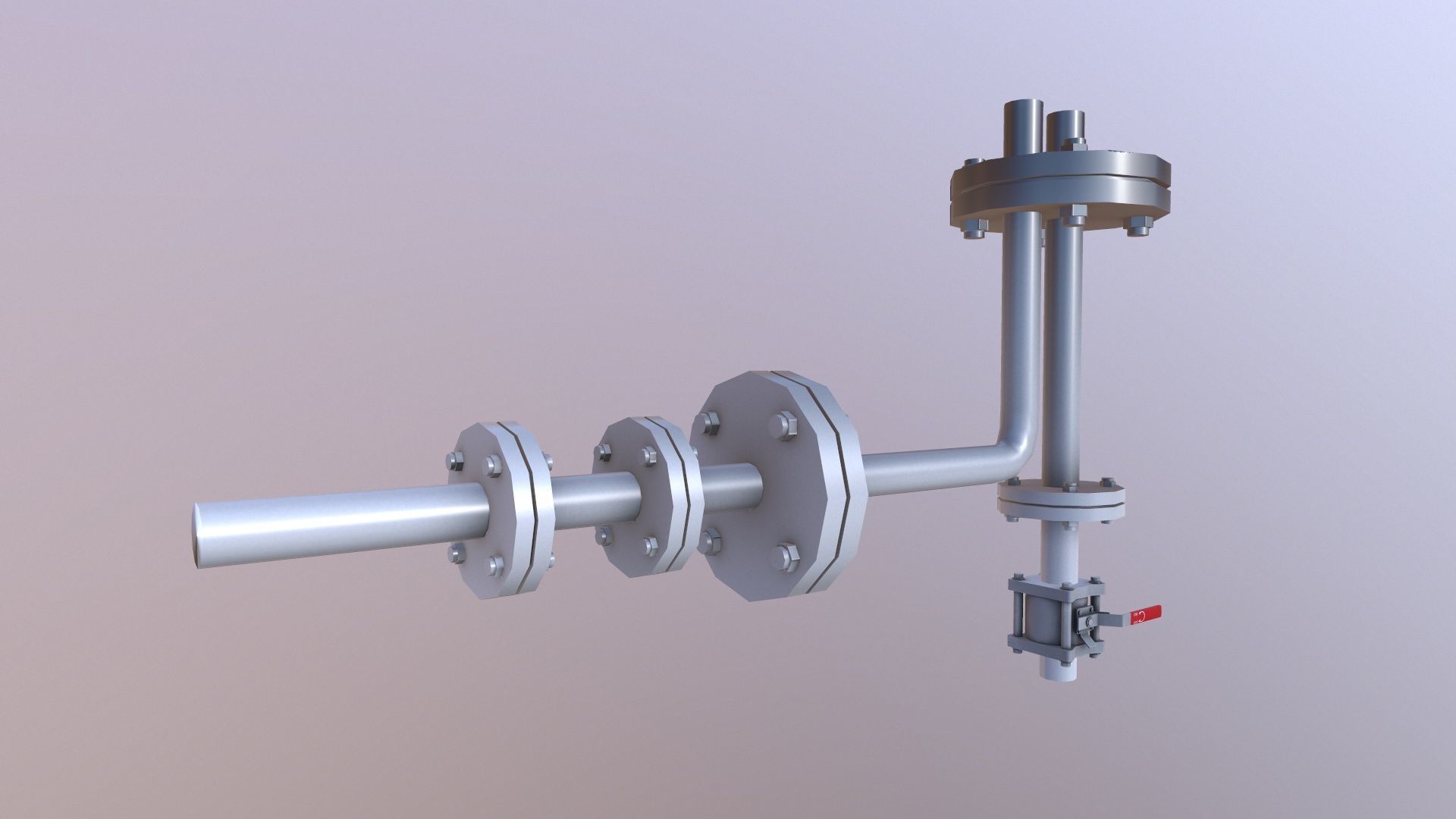 Flange and Pipe Low-poly 3D model_6
