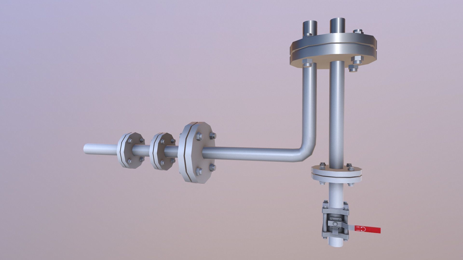 Flange and Pipe Low-poly 3D model_2