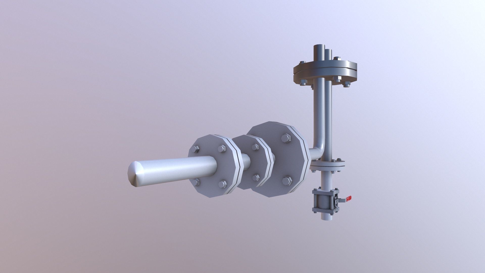 Flange and Pipe Low-poly 3D model_7