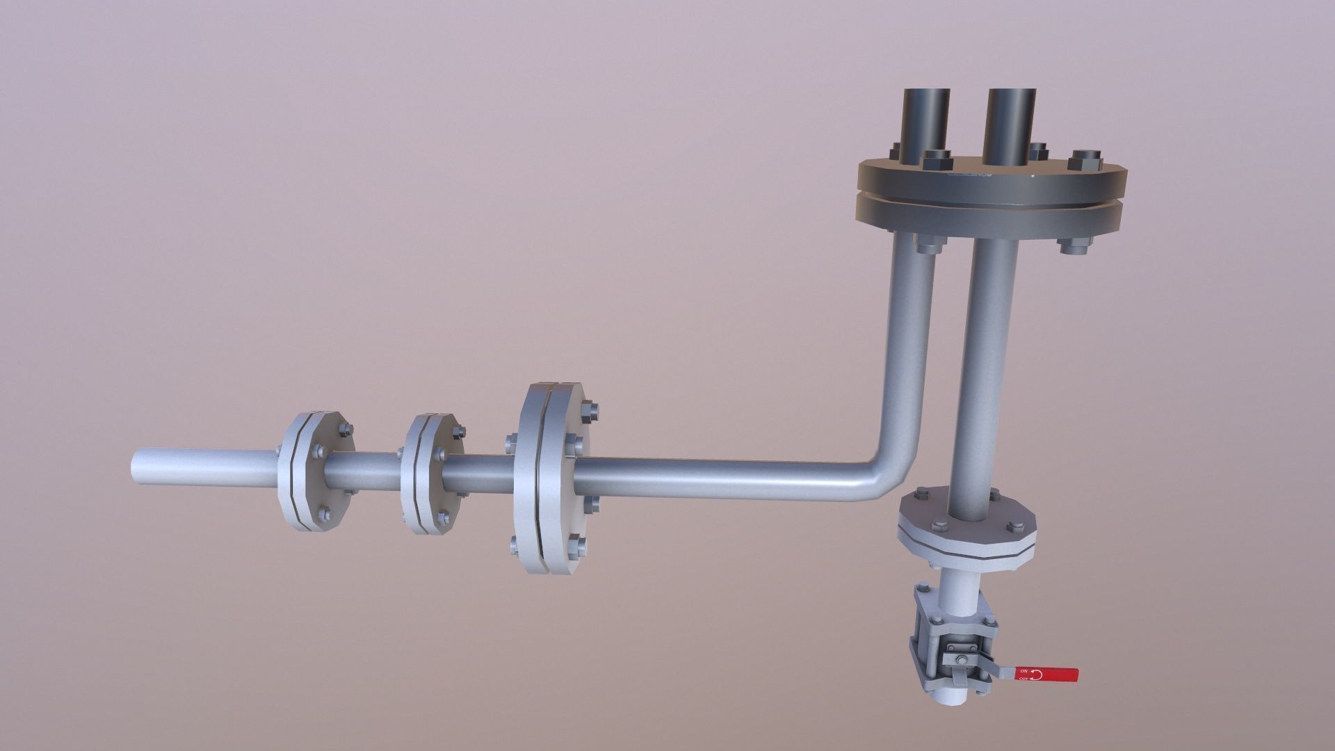 Flange and Pipe Low-poly 3D model_5