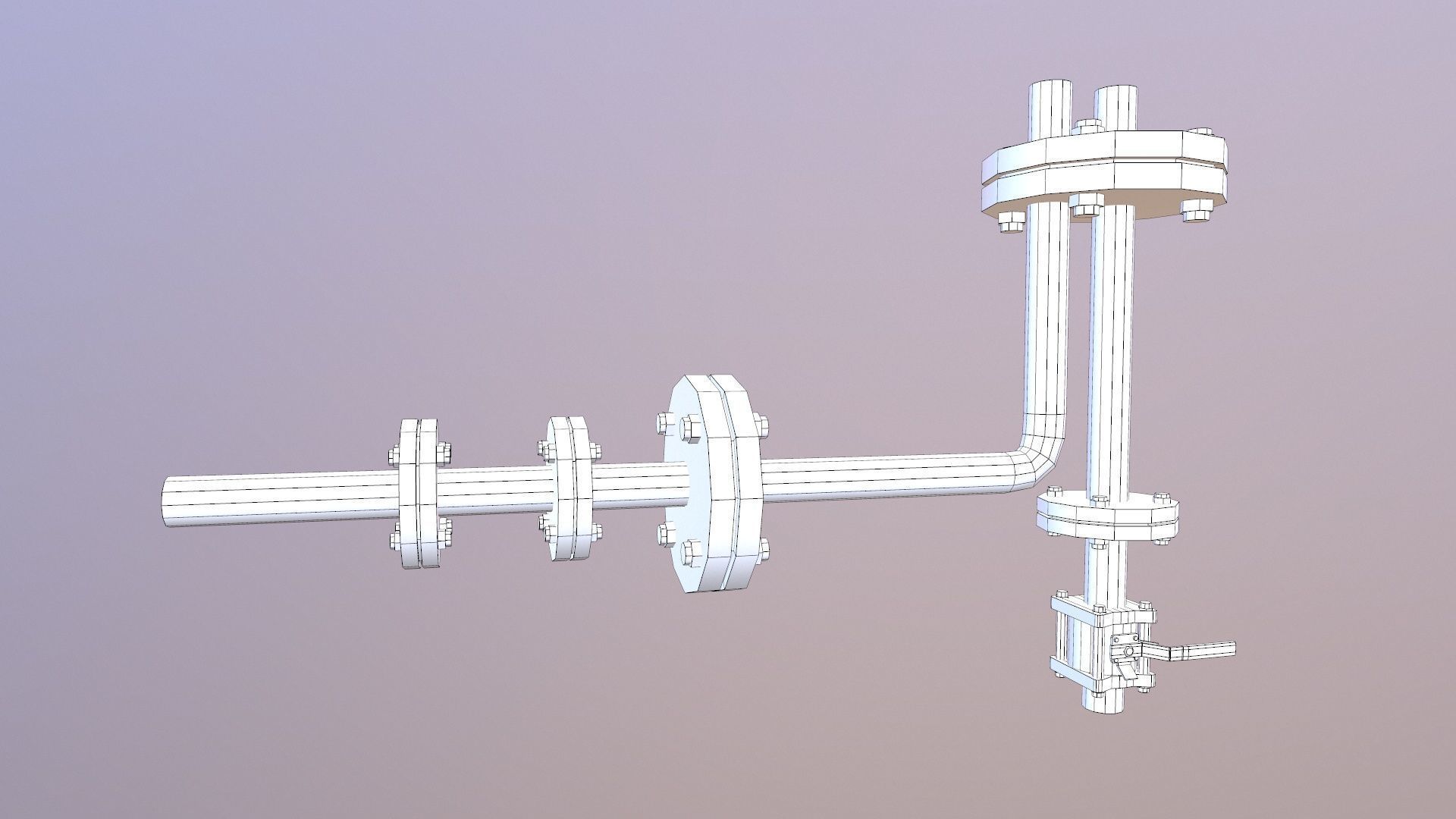 Flange and Pipe Low-poly 3D model_8
