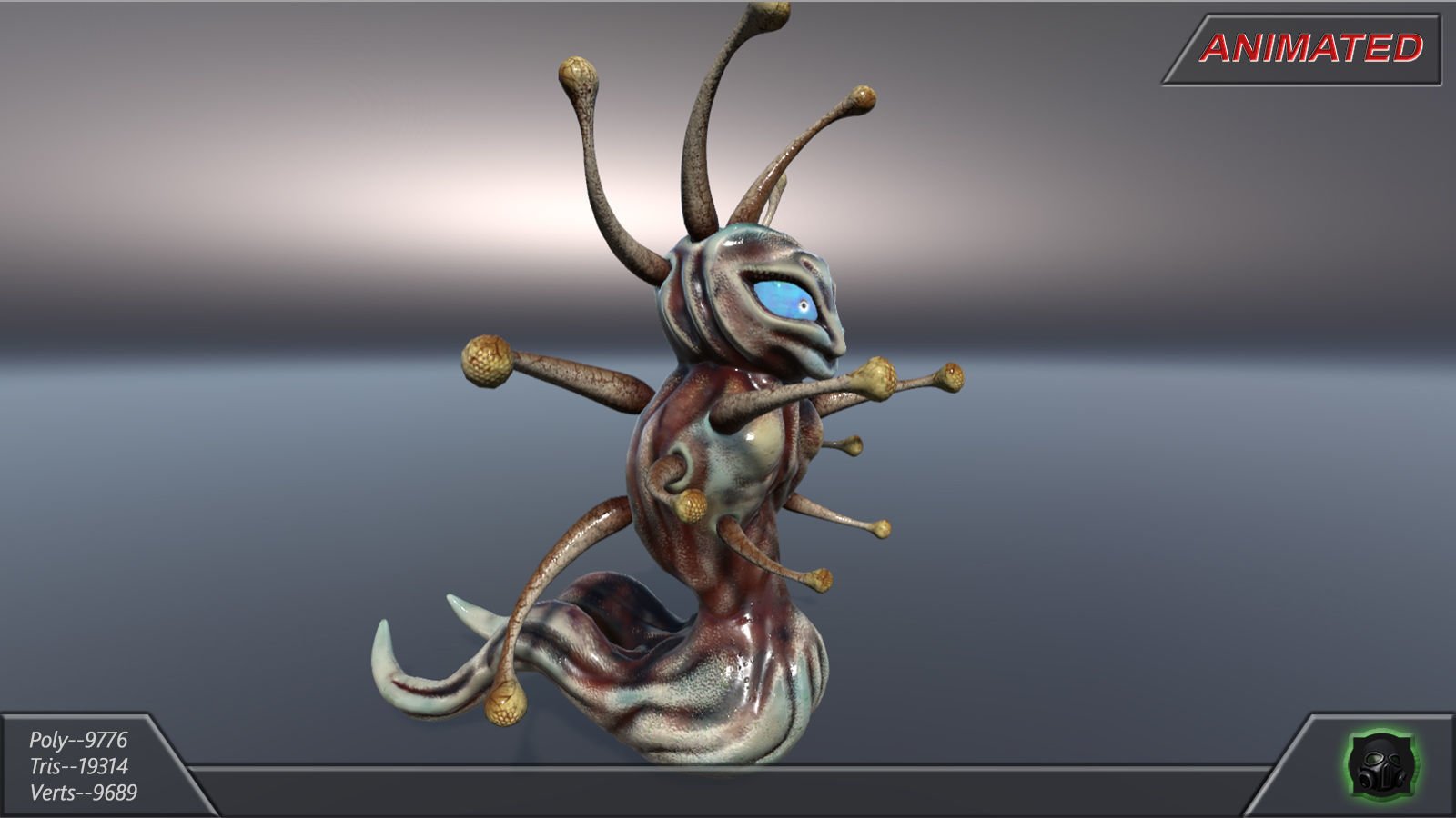 Alien fantasy creature 02 Low-poly 3D model_4