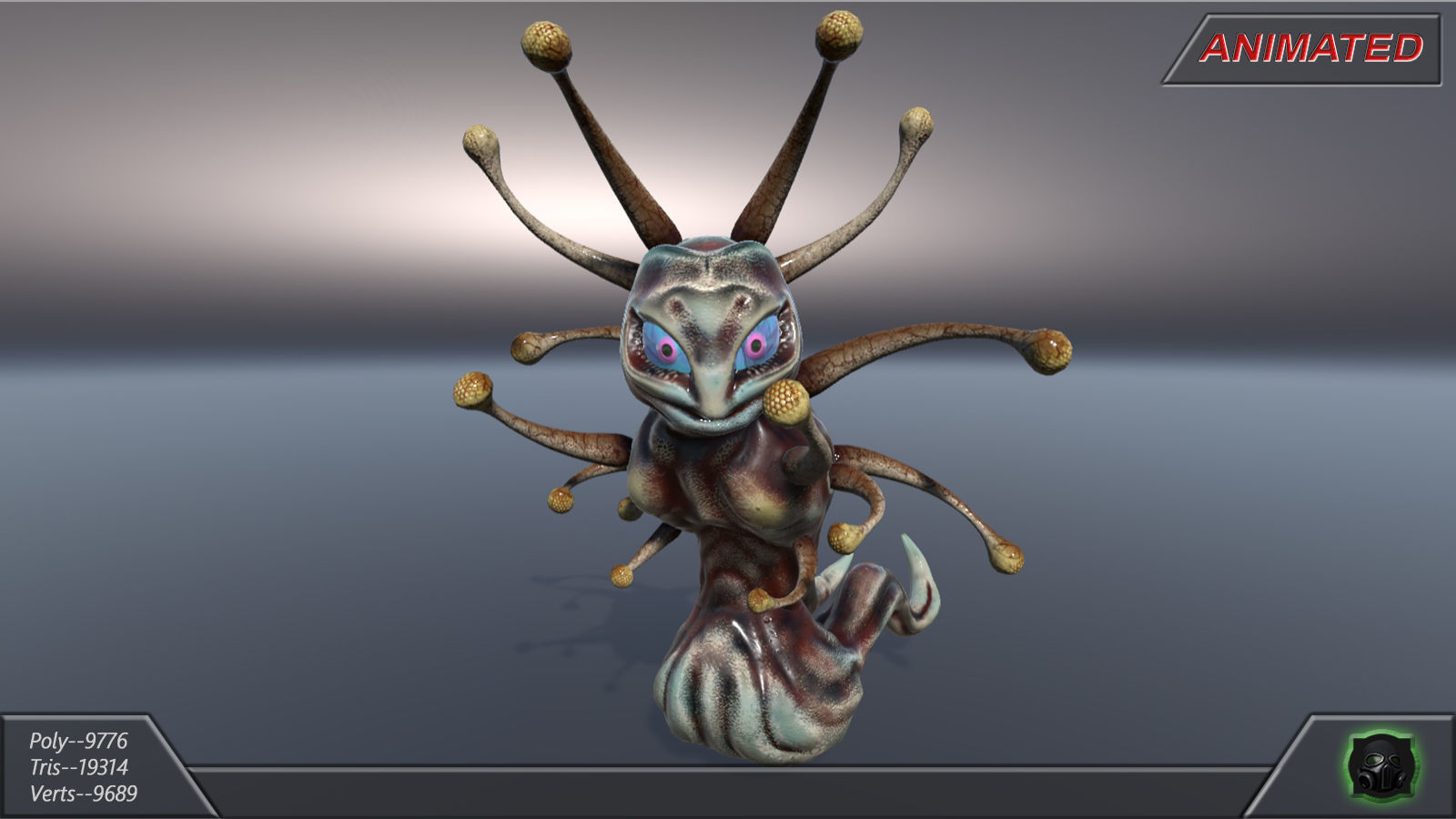 Alien fantasy creature 02 Low-poly 3D model_6