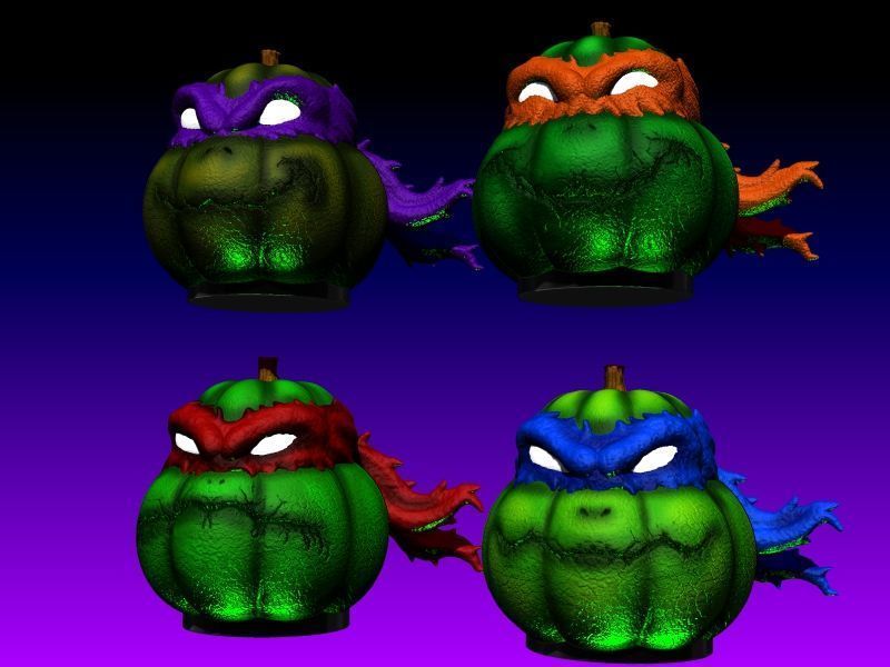 NINJA TURTLES TORTUGAS NINJAS TMNT PUMPKIN HALLOWEEN DECO TERROR 3D print model_1