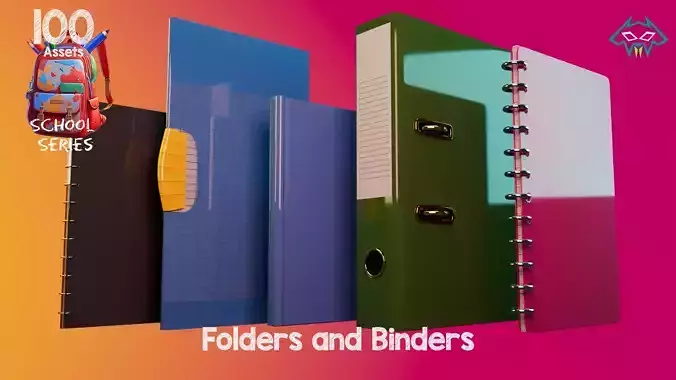 Folders and Binders - 100 Assets - School Series 3D model
