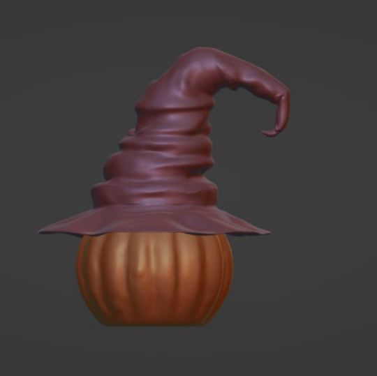 Pumpkin in a witch hat 3D print model_6