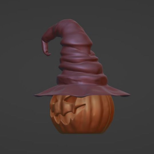 Pumpkin in a witch hat 3D print model_3