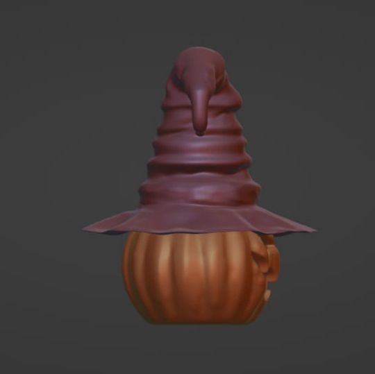 Pumpkin in a witch hat 3D print model_5