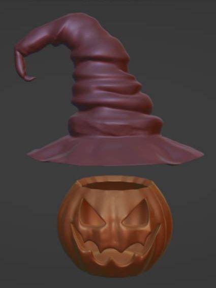 Pumpkin in a witch hat 3D print model_2