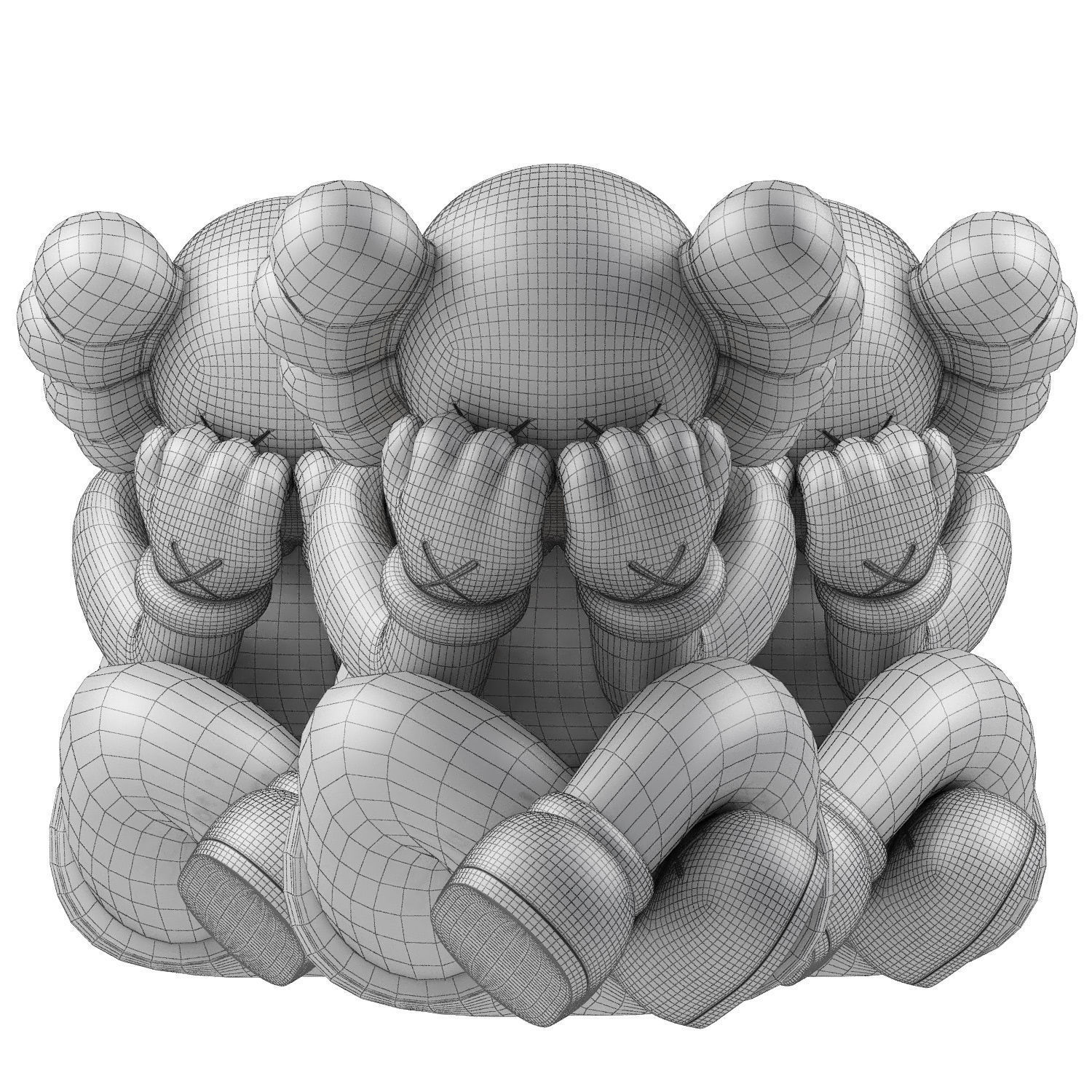 kaws separated vinyl figures collection 3D model_6