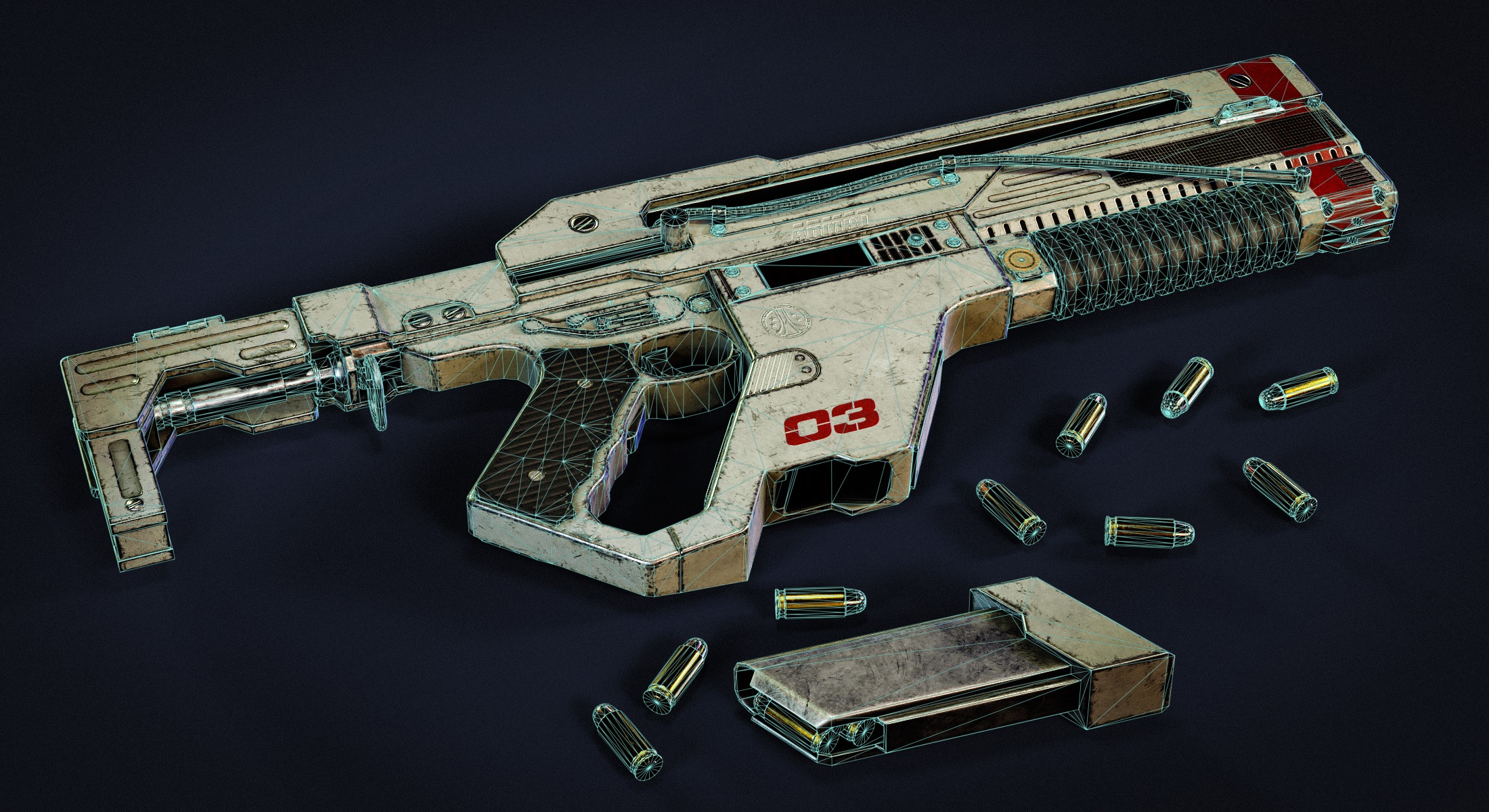 Pulse Rifle Low-poly 3D model_9