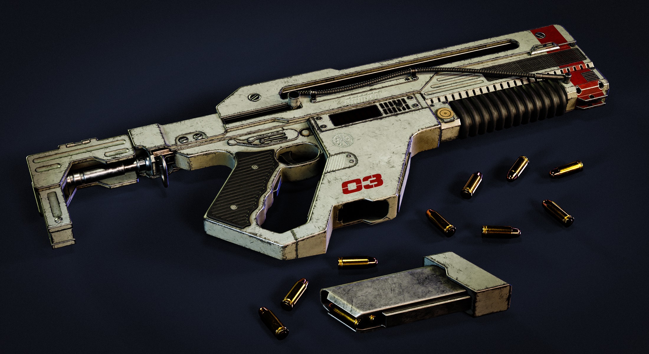 Pulse Rifle Low-poly 3D model_7