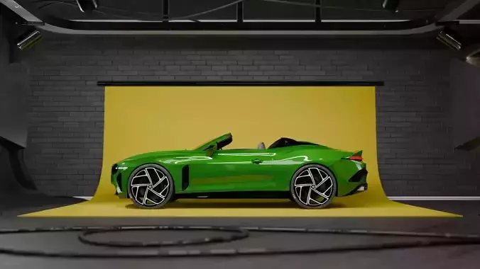 Dark luxury car showroom