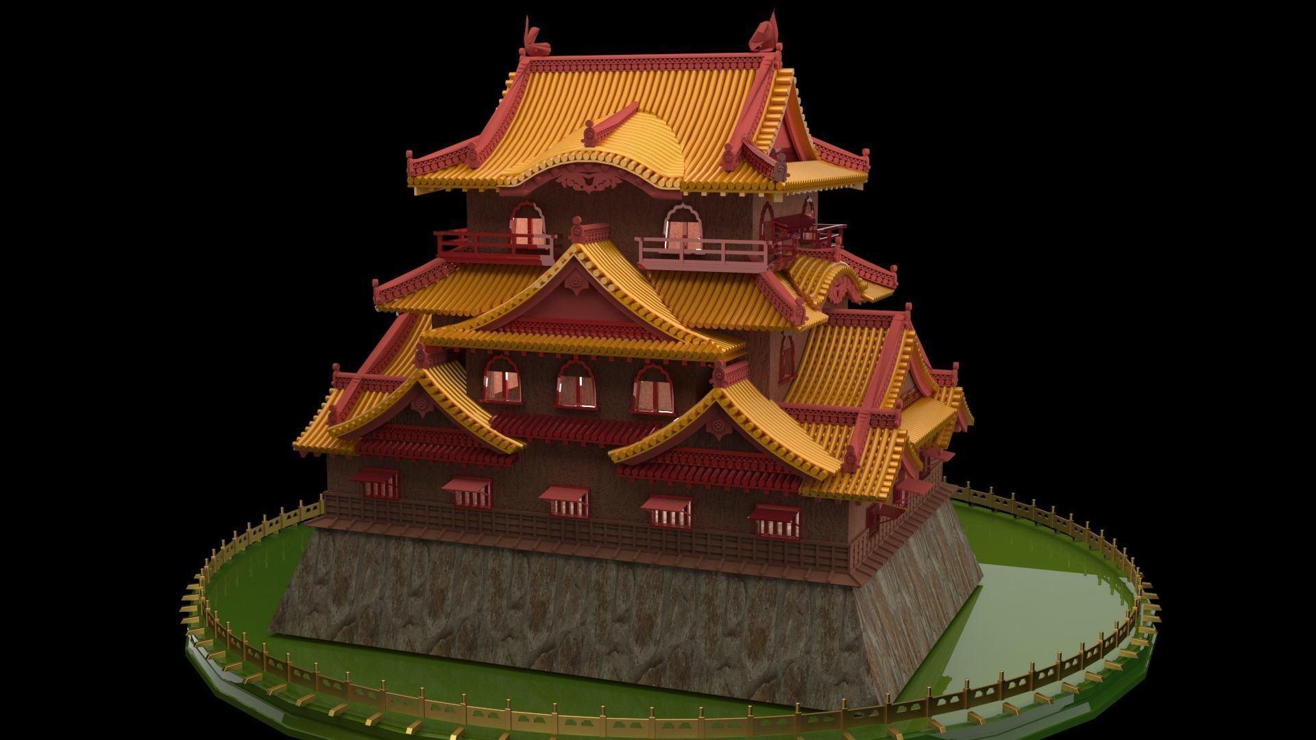 Chinese ancient house 3D model_1