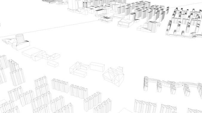 Urban highrise building building ancillary building commercial 3D model 3