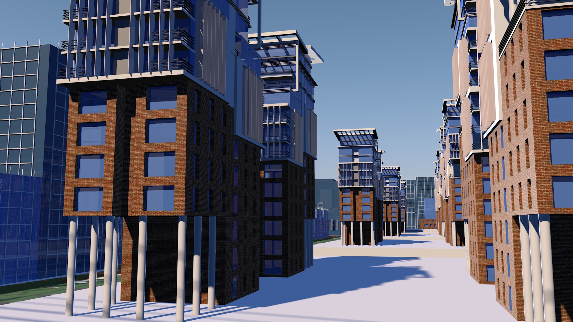 Urban highrise building ancillary building commercial building 3D model_3