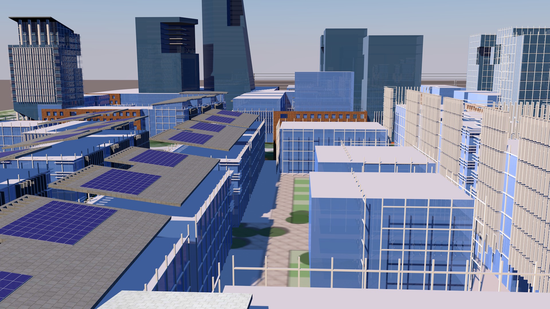 Urban highrise building ancillary building commercial building 3D model_14