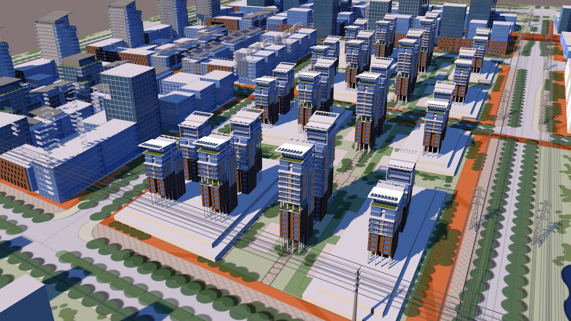 Urban highrise building ancillary building commercial building 3D model_12