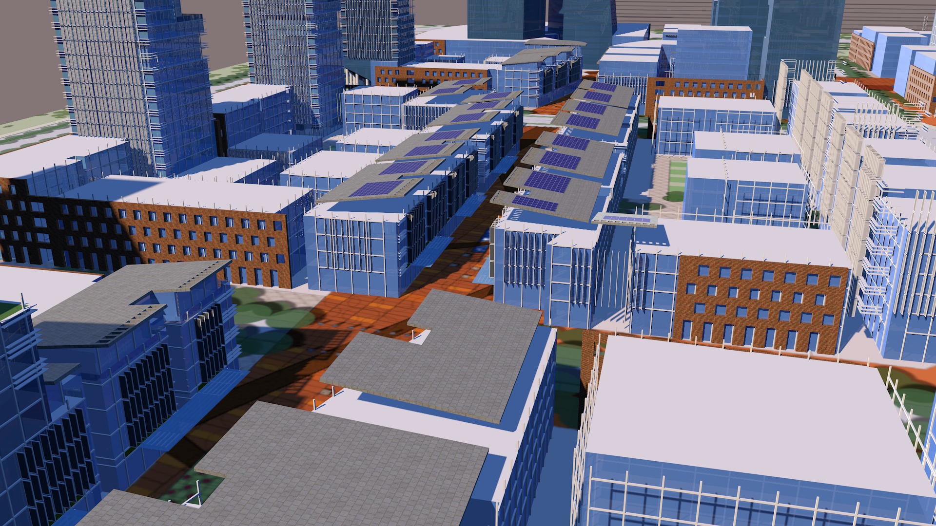 Urban highrise building ancillary building commercial building 3D model_16