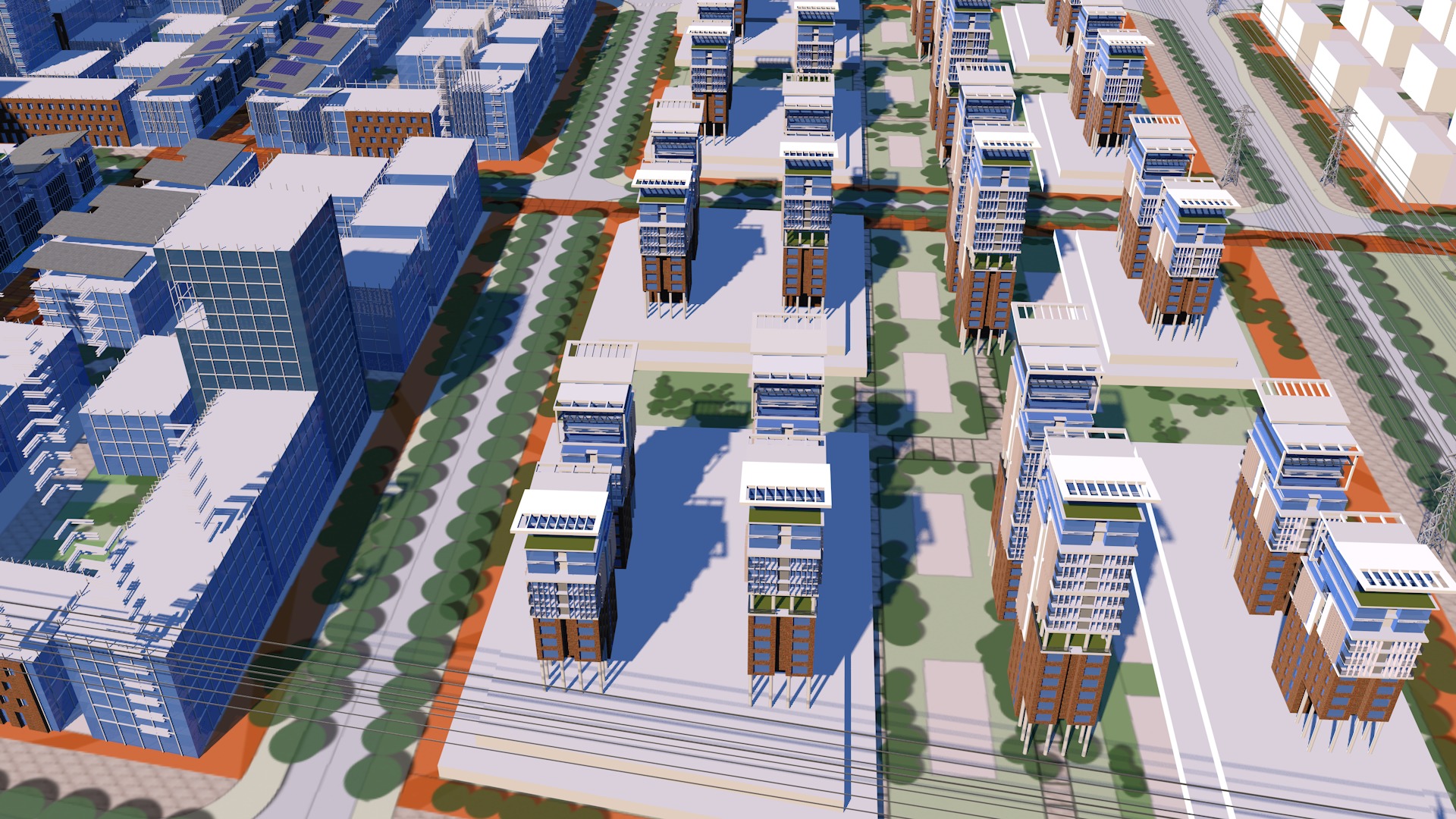 Urban highrise building ancillary building commercial building 3D model_19