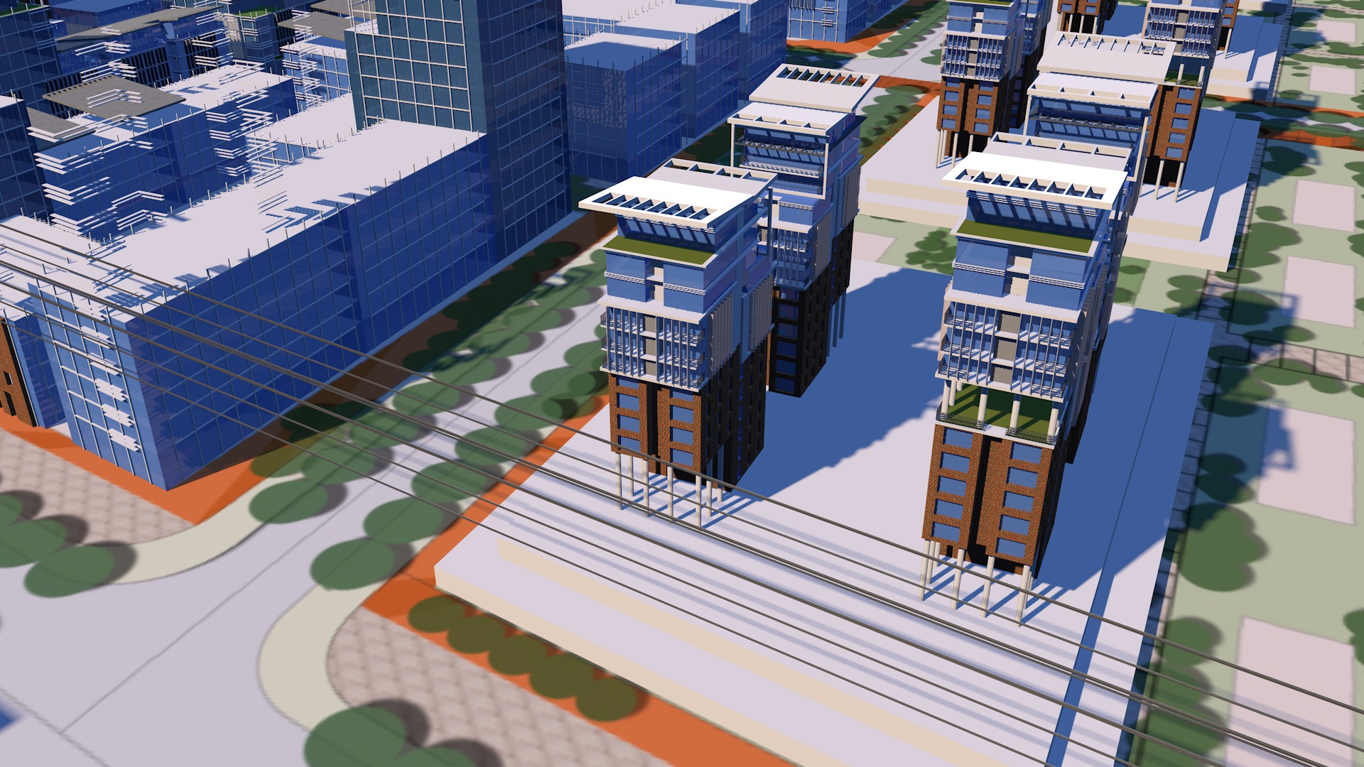Urban highrise building ancillary building commercial building 3D model_1
