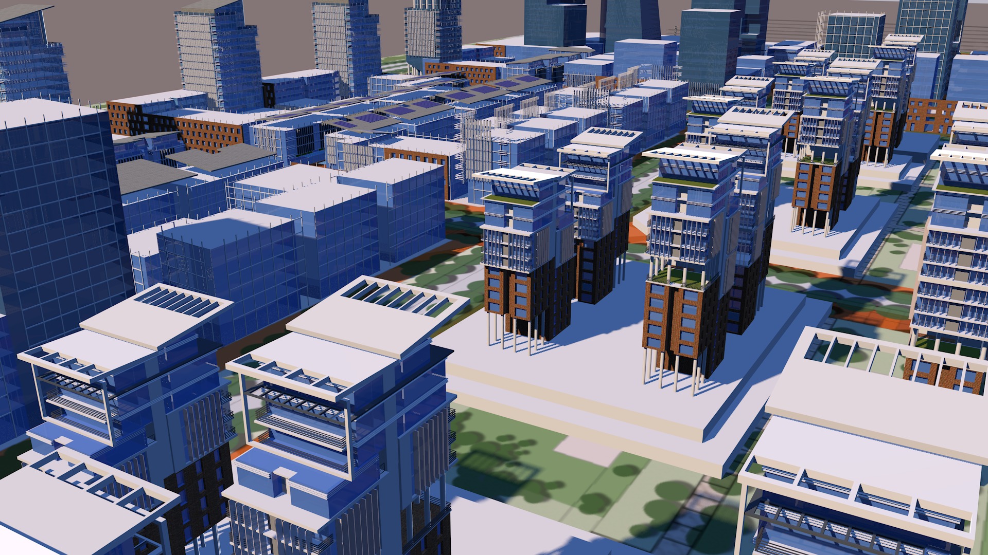 Urban highrise building ancillary building commercial building 3D model_8