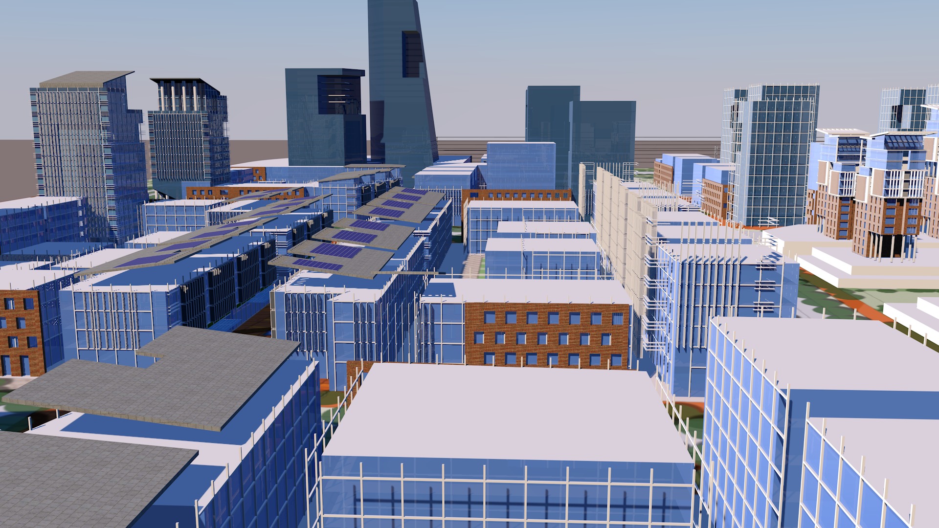 Urban highrise building ancillary building commercial building 3D model_15