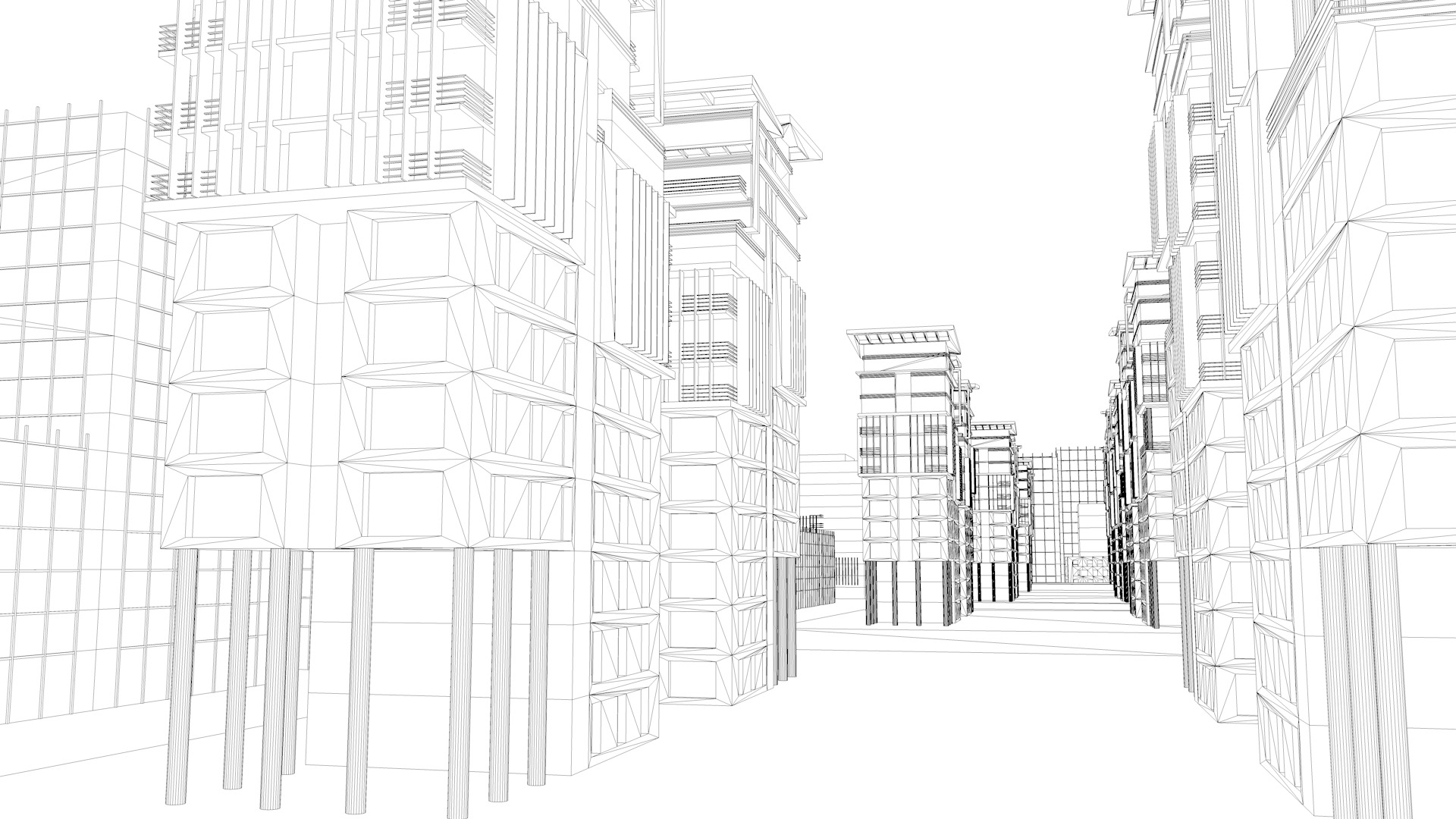 Urban highrise building ancillary building commercial building 3D model_4