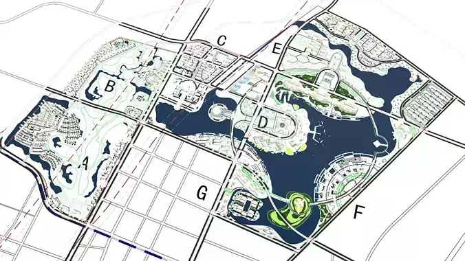 Urban highrise building ancillary building commercial building