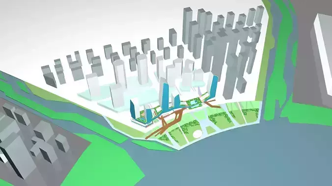 Urban highrise building building ancillary building commercial