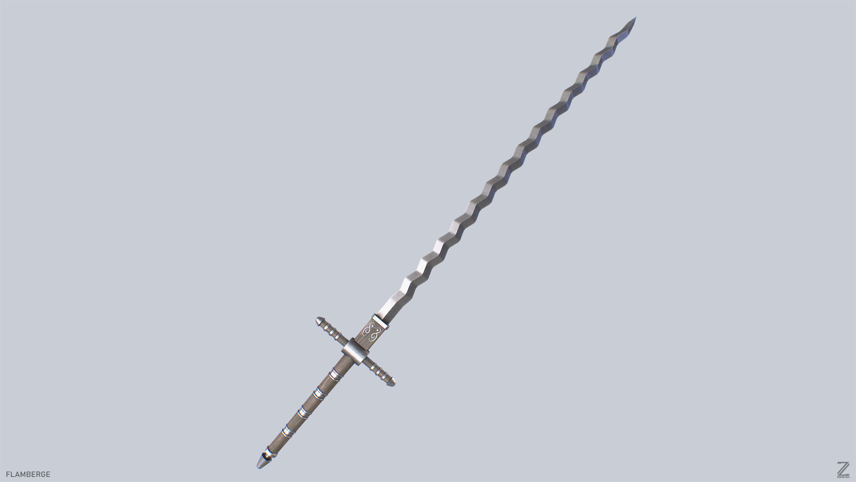 Flamberge Low-poly 3D model_8