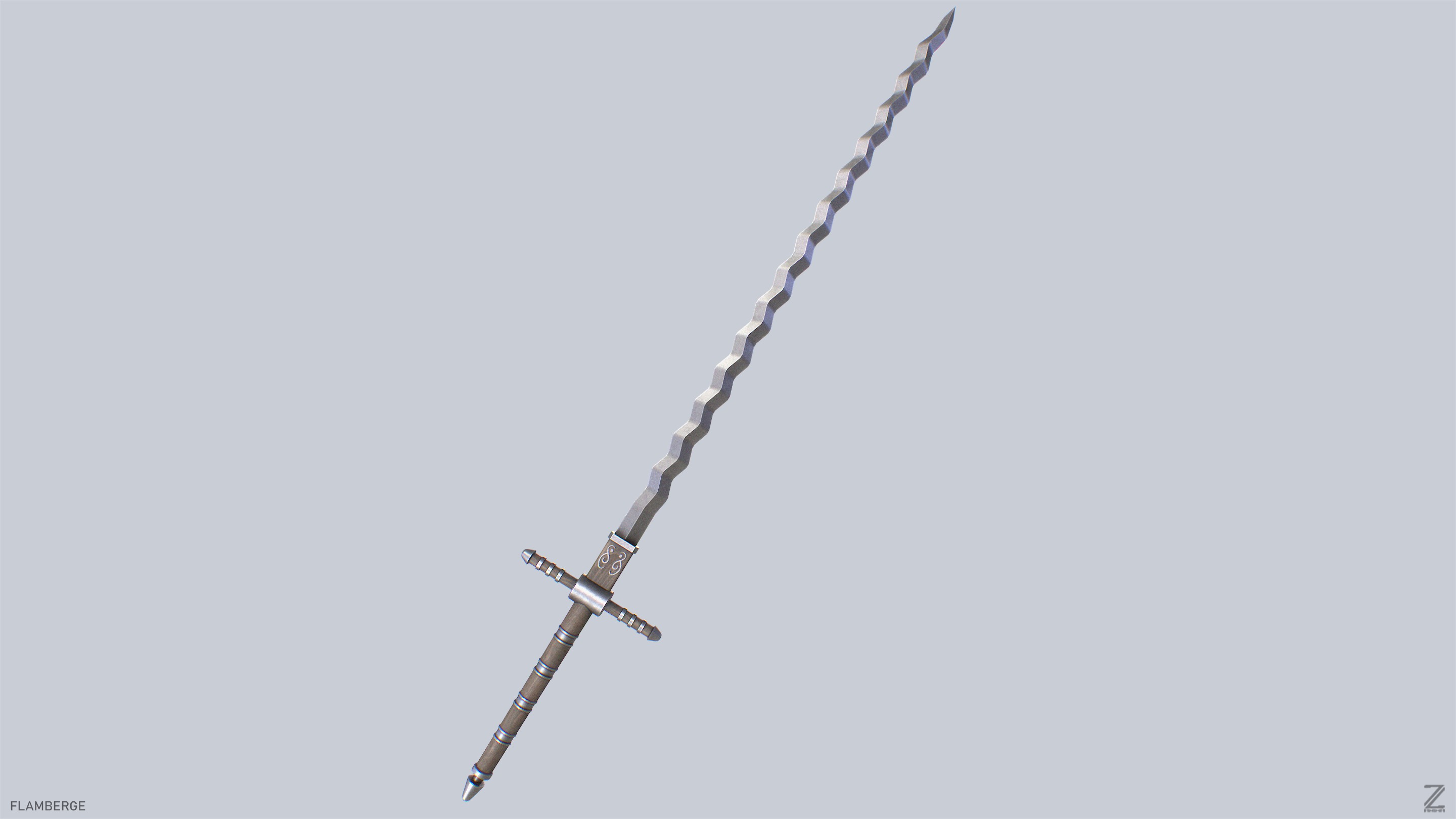 Flamberge Low-poly 3D model_4