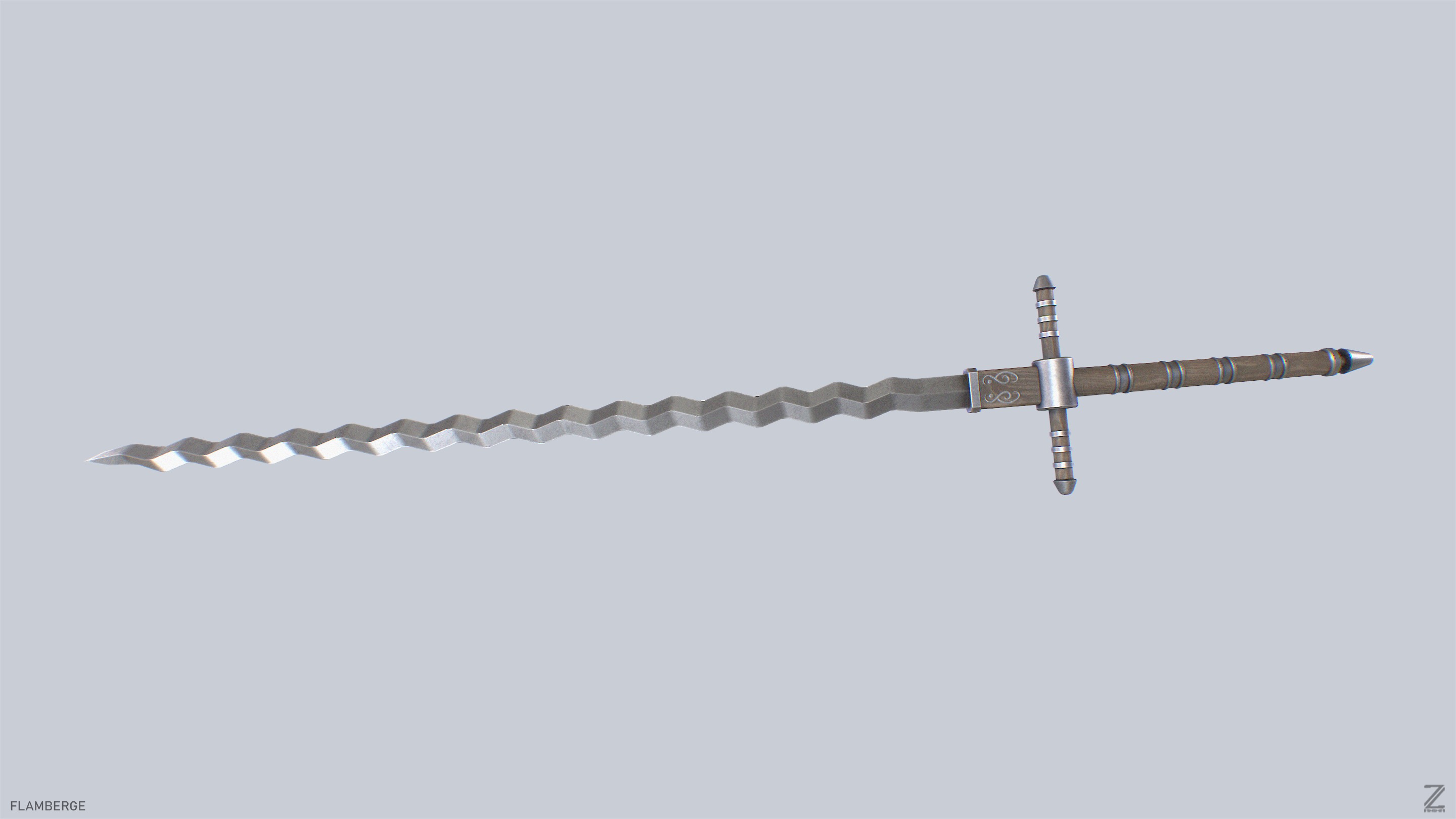 Flamberge Low-poly 3D model_7